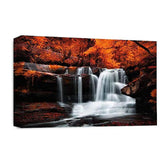 LR Orange Waterfall Wall Art Picture – Grey & White Forest Framed Canvas Print | Ready to Hang | Modern Wall Art for Living Room, Bedroom & Office