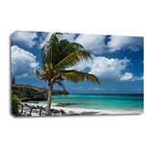 LR Sunset Beach Tropical Wall Art Picture Island Palm Tree Framed Canvas Panel Print Ready to Hang