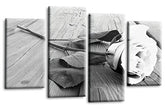 LR Floral White Rose Wall Art Picture – Grey Framed 4 Panel Split Canvas Print | Ready to Hang | Modern Wall Art for Living Room, Bedroom & Office