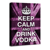 LR Keep Calm Wall Art Picture – Purple & White Typography Framed Canvas Print | Ready to Hang | Modern Wall Art for Living Room, Bedroom & Office