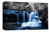 LR Blue Waterfall Canvas Wall Art Picture Forest Landscape Grey White Framed Print Ready to Hang