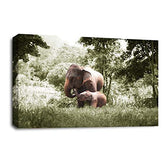 LR African Baby Elephant Wall Art Picture Animal Jungle Framed Canvas Panel Print Ready to Hang