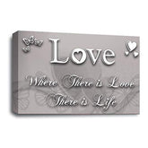 LR Love Quote Wall Art Picture – Grey & White Framed Canvas Print | Ready to Hang | Modern Wall Art for Living Room, Bedroom & Office