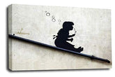 LR Banksy Bubble Girl Art Print Grey White Graffiti Framed Canvas Wall Picture Ready to Hang