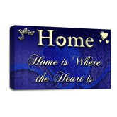 LR Home Love Quote Wall Art Picture – Blue & Cream Framed Canvas Print | Ready to Hang | Modern Wall Art for Living Room, Bedroom & Office