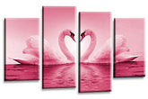 LR Love Swans Wall Art Picture Pink Cream Heart Home Framed Split Panel Canvas Print