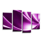 LR Purple Abstract Wall Art Picture – Black & White Modern Framed 4 Panel Split Canvas Print | Ready to Hang | Modern Wall Art for Living Room, Bedroom & Office