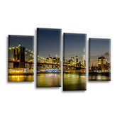 LR New York Skyline Wall Art Picture Framed 4 Panel Split Canvas Print | Ready to Hang | Modern Wall Art for Living Room, Bedroom & Office