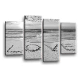 LR Sunset Love Quote Wall Art Picture – Grey & White Framed 4 Panel Split Canvas Print | Ready to Hang | Modern Wall Art for Living Room, Bedroom & Office