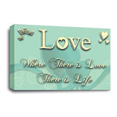 LR Love Quote Wall Art Picture – Cream & Duck Egg Framed Canvas Print | Ready to Hang | Modern Wall Art for Living Room, Bedroom & Office