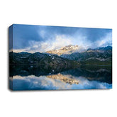 LR Landscape Lake Wall Art Picture Mountains Fields Framed Canvas Panel Print Ready to Hang