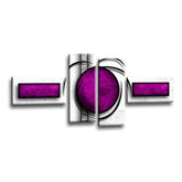 LR Purple Abstract Wall Art Picture – Red & Black Modern Framed 4 Panel Split Canvas Print | Ready to Hang | Modern Wall Art for Living Room, Bedroom & Office