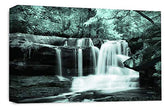 LR Duck Egg Waterfall Wall Art Picture – Grey, White & Forest Framed Canvas Print | Ready to Hang | Modern Wall Art for Living Room, Bedroom & Office