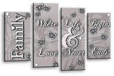 LR Family Love Quote Wall Art Picture Powder Grey Framed Split Panel Print Ready to Hang