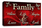 LR Family Love Quote Wall Art Picture Red Cream Framed Canvas Home Panel Print Ready to Hang