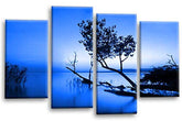 LR Sunset Landscape Canvas Art Picture Blue Brown Grey Abstract Lake Floral Home Split Panel Print