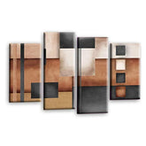 LR Grey Abstract Wall Art Picture – Cream Modern Framed 4 Panel Split Canvas Print | Ready to Hang | Modern Wall Art for Living Room, Bedroom & Office