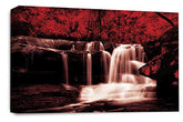 LR Waterfall Wall Art Canvas Picture Red Forest Landscape Grey White Framed Canvas Print Ready to Hang