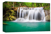 LR Teal Green Waterfall Canvas Art Picture Forest Landscape Grey White Home Wall Canvas Panel Print