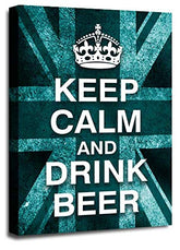 LR Keep Calm Wall Art Picture – Teal & White Typography Framed Canvas Print | Ready to Hang | Modern Wall Art for Living Room, Bedroom & Office