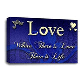 LR Love Quote Wall Art Picture – Blue & Cream Framed Canvas Print | Ready to Hang | Modern Wall Art for Living Room, Bedroom & Office