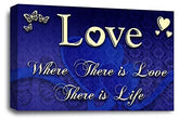 LR Love Quote Wall Art Canvas Blue Cream Framed Home Family Picture Print Ready to Hang