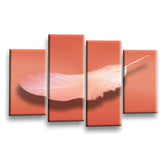 LR Abstract Orange Wall Art Picture – Grey & White Modern Framed 4 Panel Split Canvas Print | Ready to Hang | Modern Wall Art for Living Room, Bedroom & Office