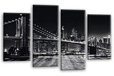LR New York Skyline Wall Art Picture Brooklyn Bridge Empire State Framed Split Panel Print