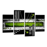 LR Abstract Wall Art Picture – Green & Lime Modern Framed 4 Panel Split Canvas Print | Ready to Hang | Modern Wall Art for Living Room, Bedroom & Office