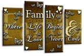 LR Family Love Quote Wall Art Picture Brown Cream Framed Split Panel Print Ready to Hang