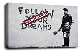 LR Banksy Cancelled Dreams Art Print Grey White Hope Graffiti Framed Canvas Picture Ready to Hang