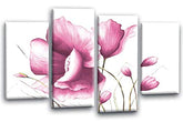 LR Floral Pink Rose Wall Art Picture White Flower Painting Framed Split Canvas Panel Print