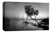 LR Landscape Seascape Wall Art Picture – Grey, Black & White Framed Canvas Print | Ready to Hang | Modern Wall Art for Living Room, Bedroom & Office