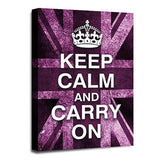 LR Keep Calm Wall Art Picture – Purple & Grey Typography Framed Canvas Print | Ready to Hang | Modern Wall Art for Living Room, Bedroom & Office