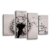 LR Abstract Floral Wall Art Picture – Grey Framed 4 Panel Split Canvas Print | Ready to Hang | Modern Wall Art for Living Room, Bedroom & Office