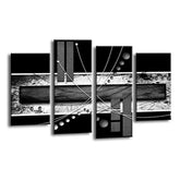 LR Abstract Wall Art Picture – Grey, Black & White Modern Framed 4 Panel Split Canvas Print | Ready to Hang | Modern Wall Art for Living Room, Bedroom & Office