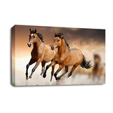 LR Brown Horse Running Wall Art Picture – Animal Framed Canvas Print | Ready to Hang | Modern Wall Art for Living Room, Bedroom & Office