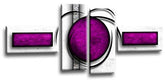 LR Purple Abstract Wall Art Picture Red Black White Stripes Circles Framed Split Panel Print Ready to Hang