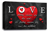 LR Love Quote Wall Art Picture Grey Red Heart Framed Canvas Print Ready to Hang