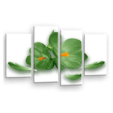 LR Floral Rose Orchid Wall Art Picture – Green & White Framed 4 Panel Split Canvas Print | Ready to Hang | Modern Wall Art for Living Room, Bedroom & Office