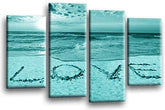 LR Love Beach Wall Art Picture Grey Teal Sunset Seascape Quote Split Canvas Print Ready to Hang