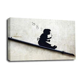 LR Banksy Bubble Girl Wall Art Picture – Grey & White Graffiti Art Framed Canvas Print | Ready to Hang | Modern Wall Art for Living Room, Bedroom & Office