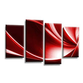 LR Abstract Wall Art Picture – Red, Black & White Modern Framed 4 Panel Split Canvas Print | Ready to Hang | Modern Wall Art for Living Room, Bedroom & Office