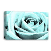 LR Floral Wall Art Picture – Duck Egg Rose Framed Canvas Print | Ready to Hang | Modern Wall Art for Living Room, Bedroom & Office