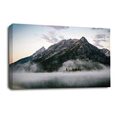LR Landscape Wall Art Print Lake Mountains Fields Home Framed Canvas Panel Picture Ready to Hang