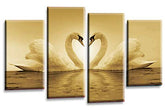 LR Love Swans Wall Art Picture Brown Cream Heart Home Framed Split Panel Canvas Print