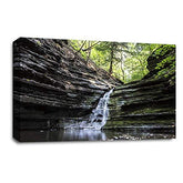LR Waterfall Forest Wall Art Picture Framed Canvas Print | Ready to Hang | Modern Wall Art for Living Room, Bedroom & Office