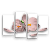 LR Floral Rose Orchid Wall Art Picture – Pink & White Framed 4 Panel Split Canvas Print | Ready to Hang | Modern Wall Art for Living Room, Bedroom & Office