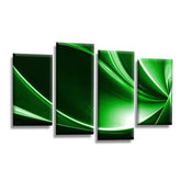 LR Green Abstract Wall Art Picture – Black & White Modern Framed 4 Panel Split Canvas Print | Ready to Hang | Modern Wall Art for Living Room, Bedroom & Office