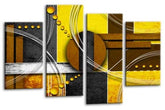 LR Abstract Wall Art Canvas Picture Yellow White Grey Circles Home Framed Split Panel Print Ready to Hang